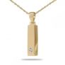 Ship Now 10K Solid Gold Bar Crystal Necklace